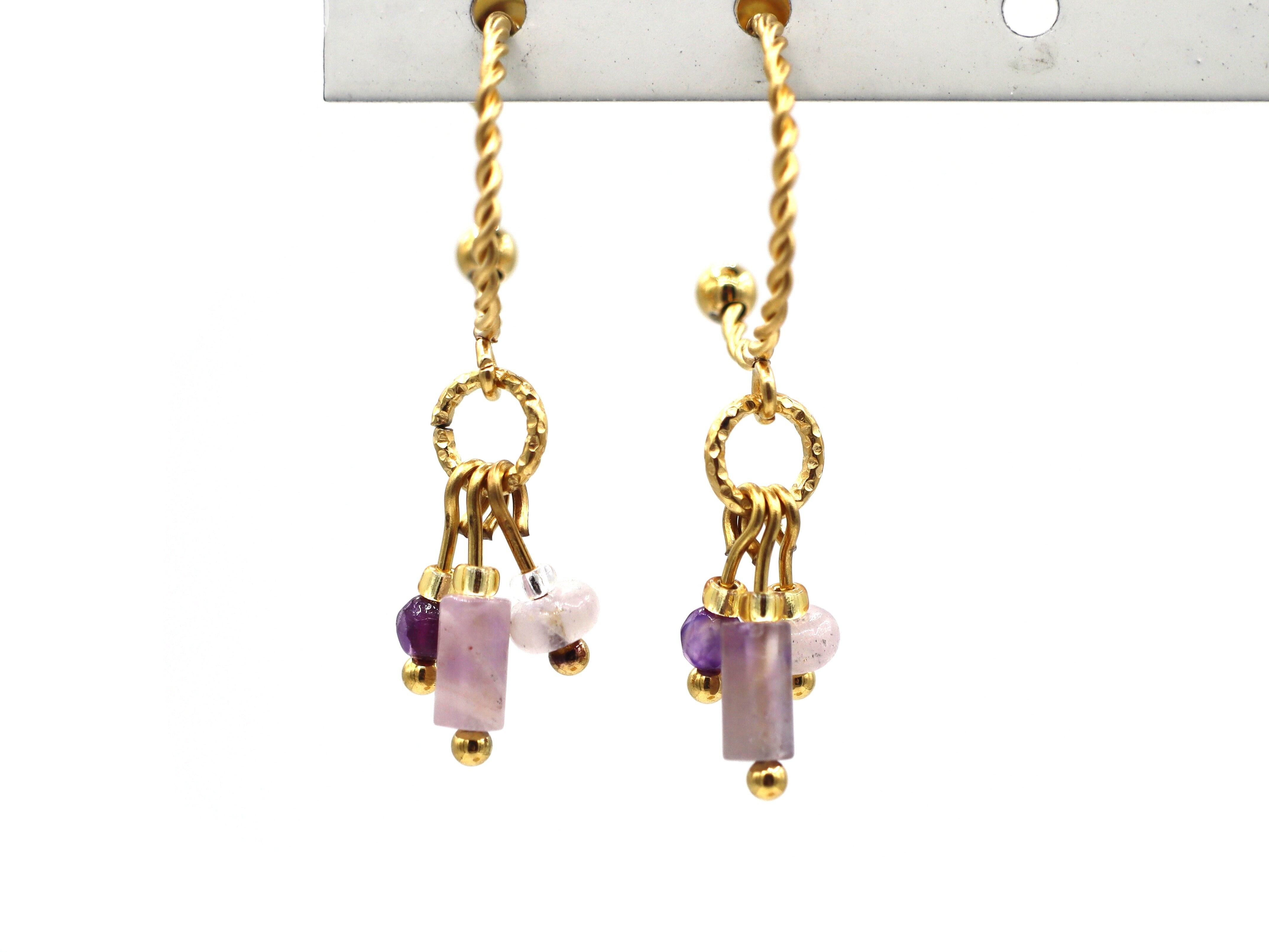 Orecchini Kirana in ametista, acciaio inossidabile argento o oro