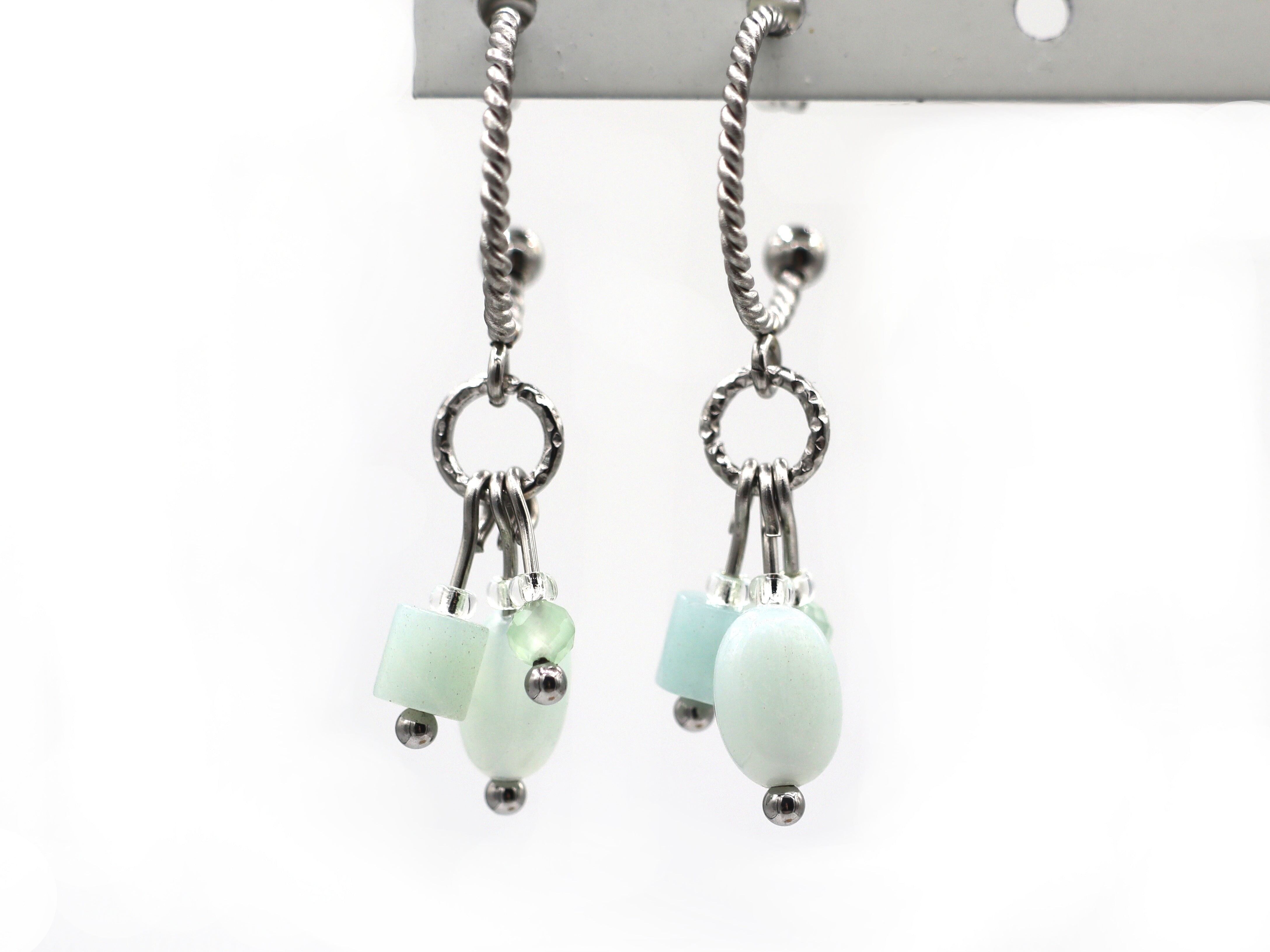 Orecchini Kirana in Amazzonite, Acciaio Inossidabile Argento o Oro