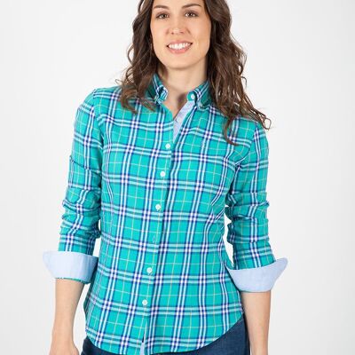 Camicia a quadri turchese