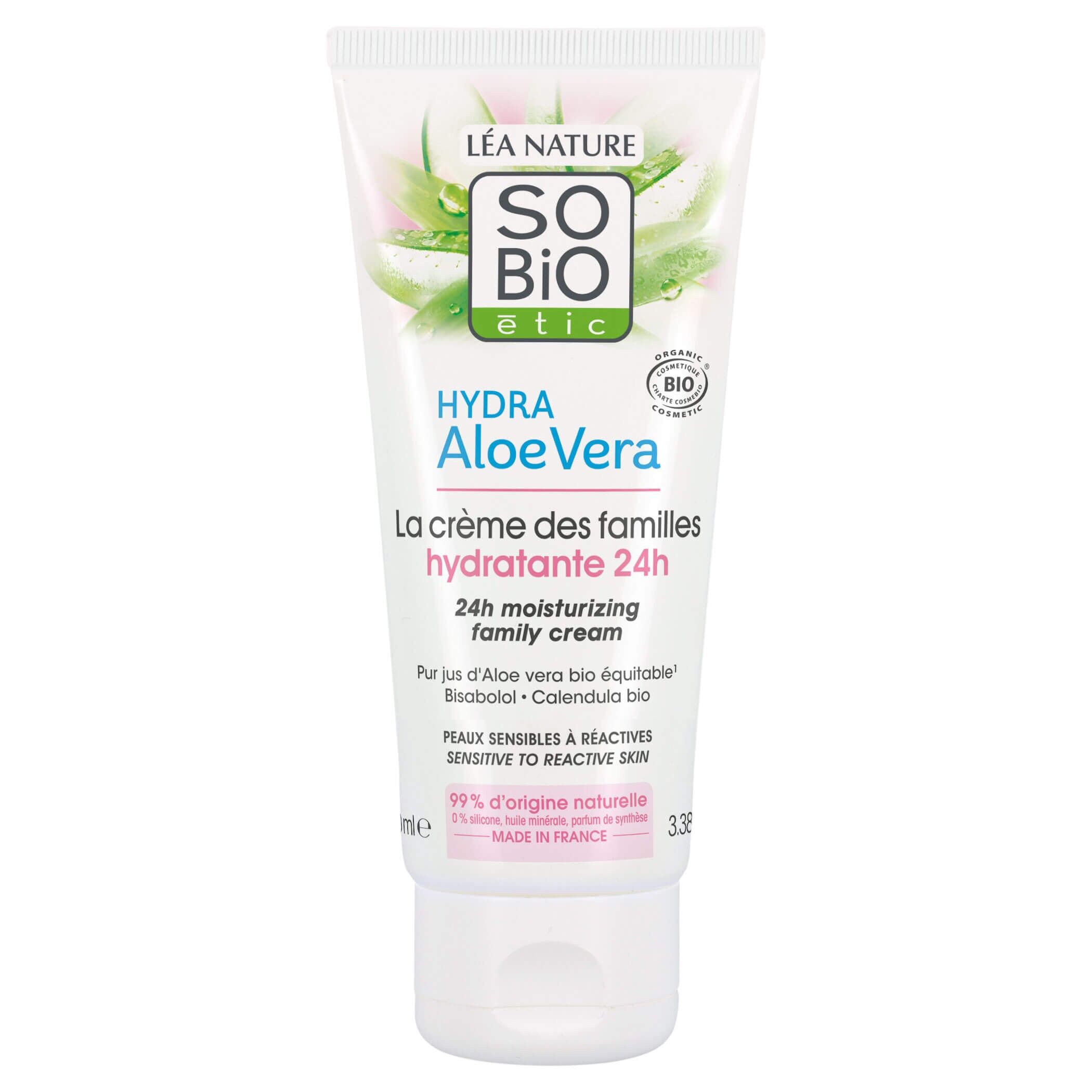 La crème des familles hydratante 24h, peaux sensibles à réactives, Hydra Aloe Vera