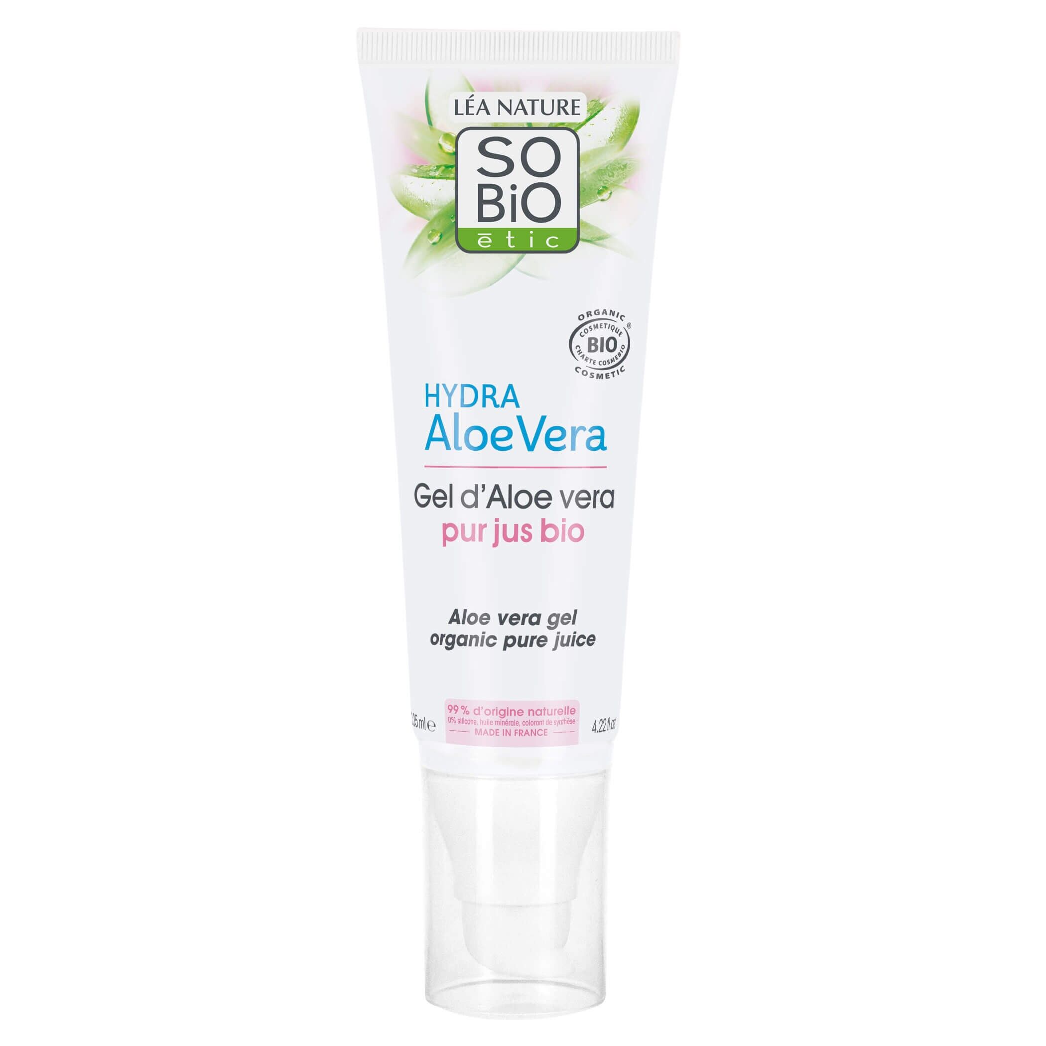 Gel di aloe vera, succo biologico puro, pelle sensibile e reattiva, Hydra Aloe Vera