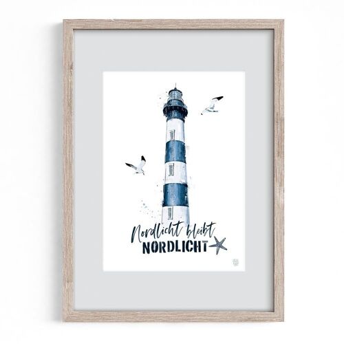 Maritimes Poster A4 mit Passepartout - Nordlicht