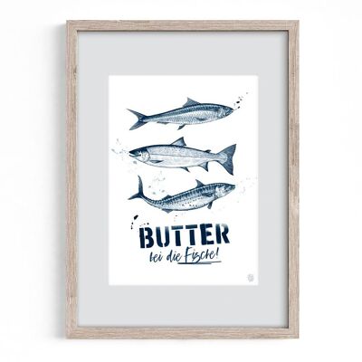 Póster marítimo A4 con paspartú - Mantequilla en el pescado
