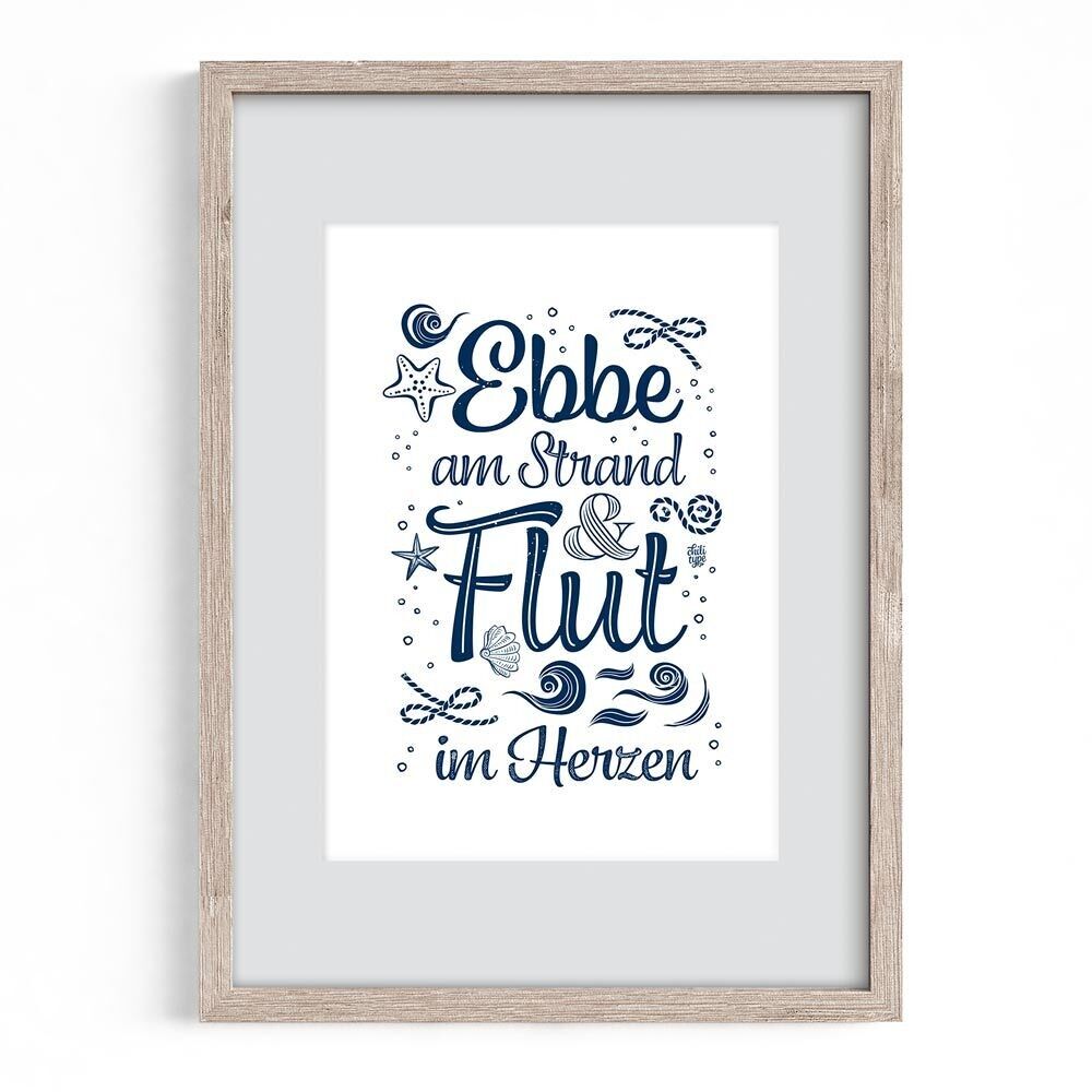 Manifesto marittimo A4 con passepartout - flusso e riflusso