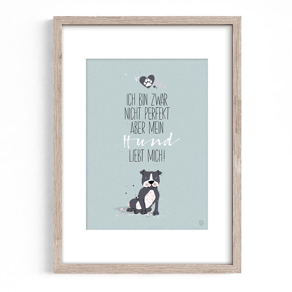 Poster A4 con passepartout - Il cane mi ama