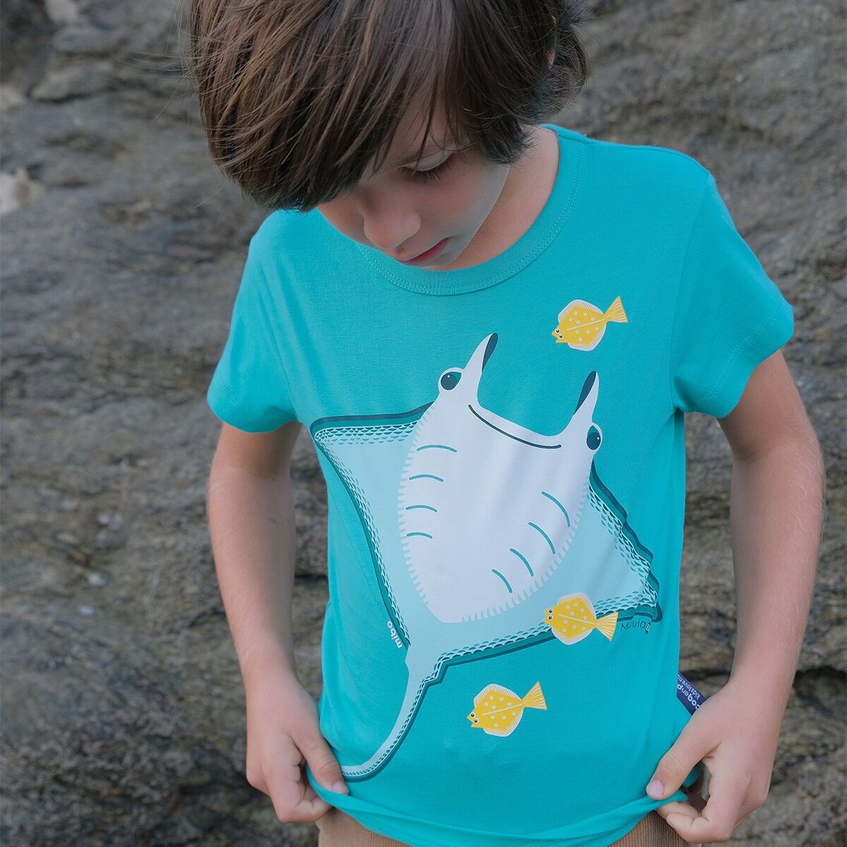 T-shirt enfant unisexe manches courtes en coton biologique - Mobula (2, 4, 6, 8 & 10 ans)
