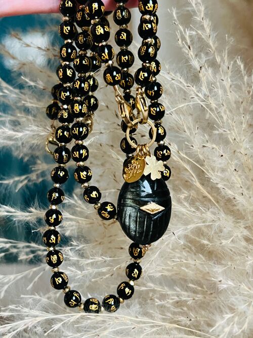 Collier Juliette à 2 fermoirs en Onyx - Mantras sacrés