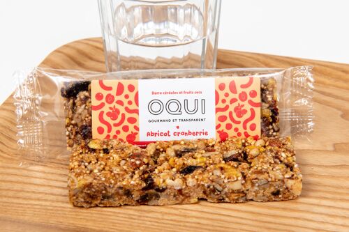 Barres céréales Abricot Cranberries - 20 unités emballées de 38 gr