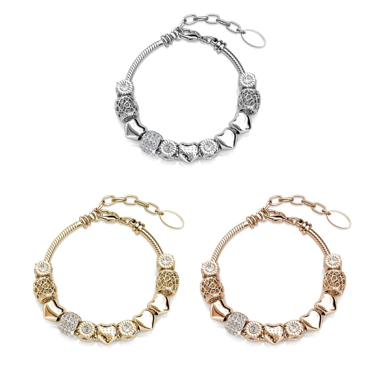 Braccialetti con ciondoli radianti - Oro, oro rosa, argento e cristallo