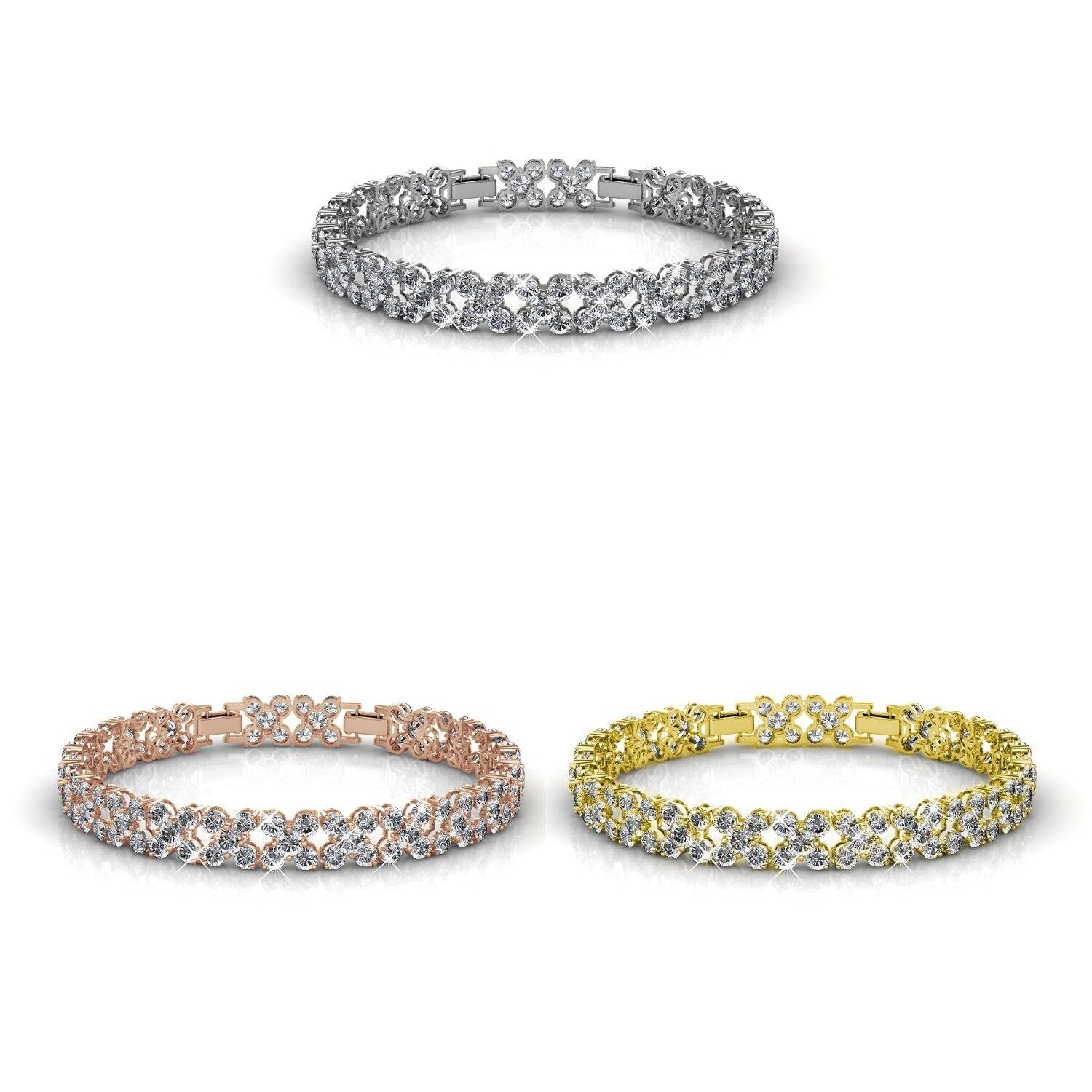 Braccialetti floreali - Oro, Oro rosa, Argento e Cristallo