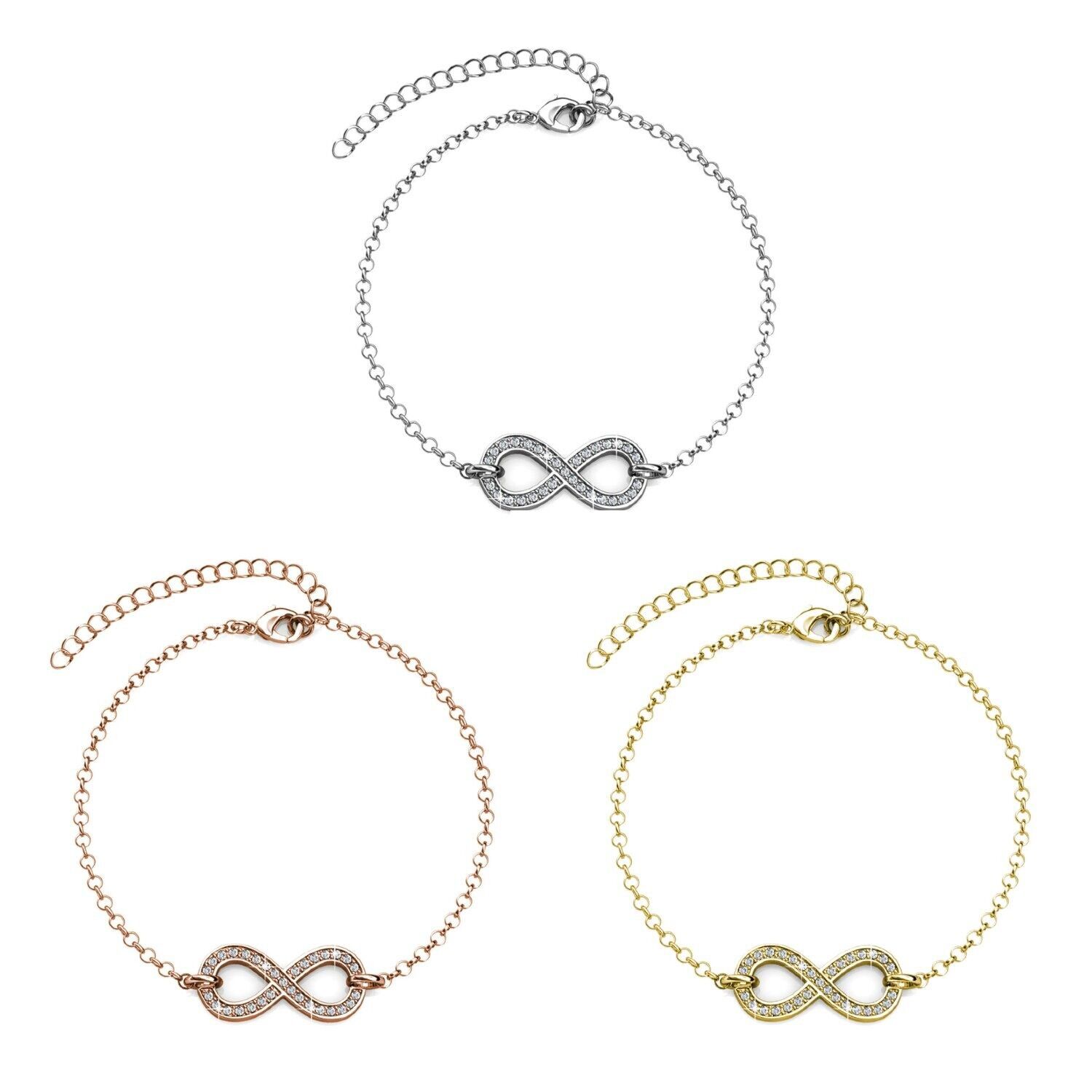 Braccialetti Infinity Eight - Oro, Oro Rosa, Argento e Cristallo