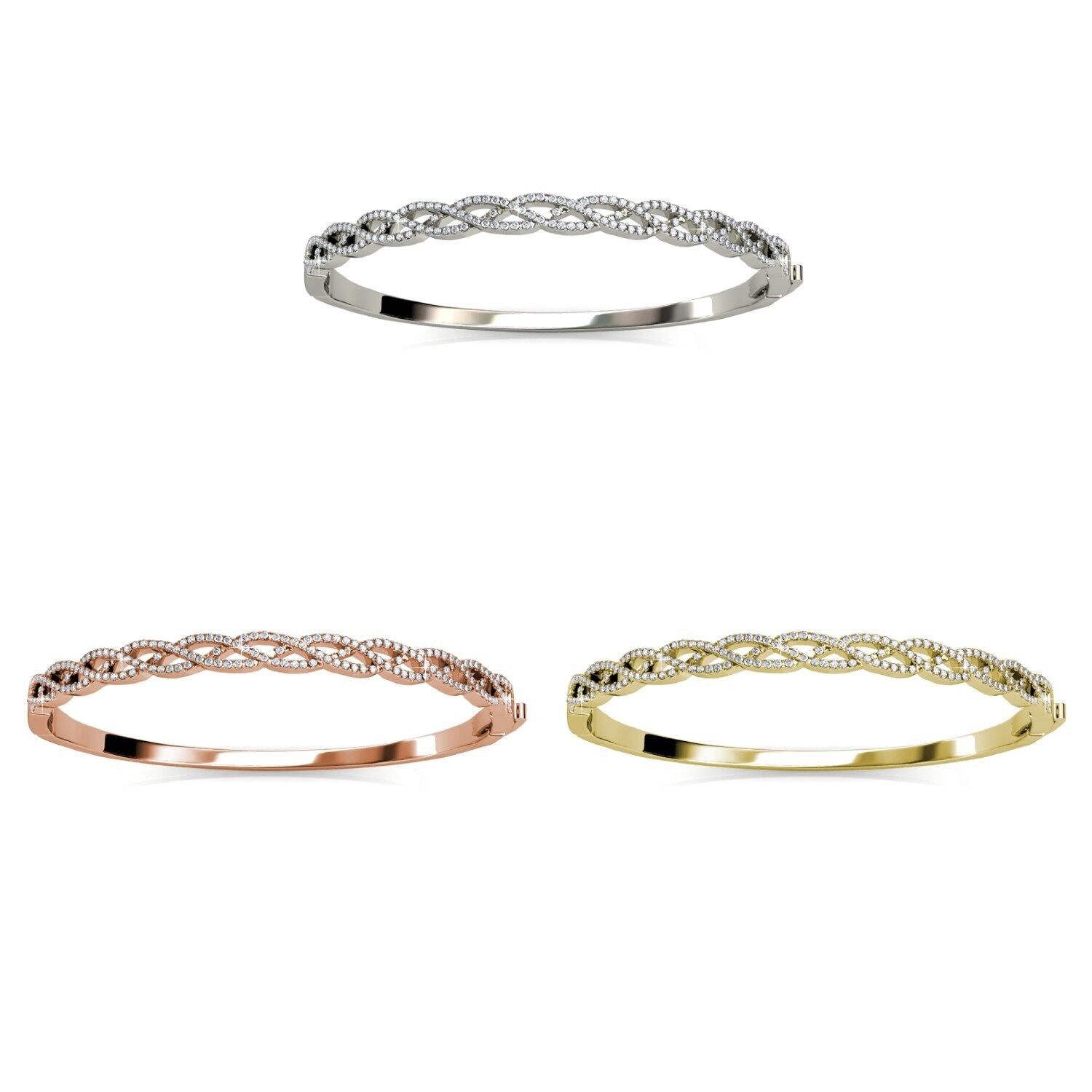 Bracelets Braided - Doré, Or Rosé, Argenté et Cristal