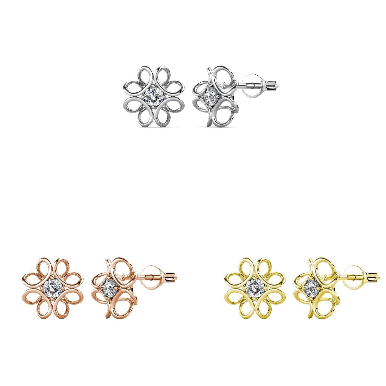 Orecchini Narciso - Oro, Oro Rosa, Argento e Cristallo