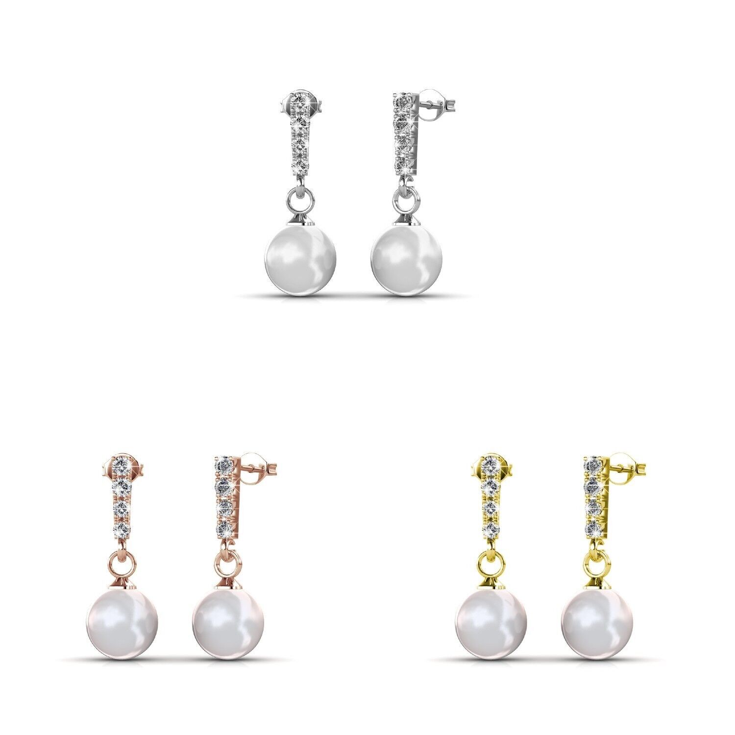 Boucles d'oreilles Mercury - Doré, Or Rosé, Argenté et Cristal