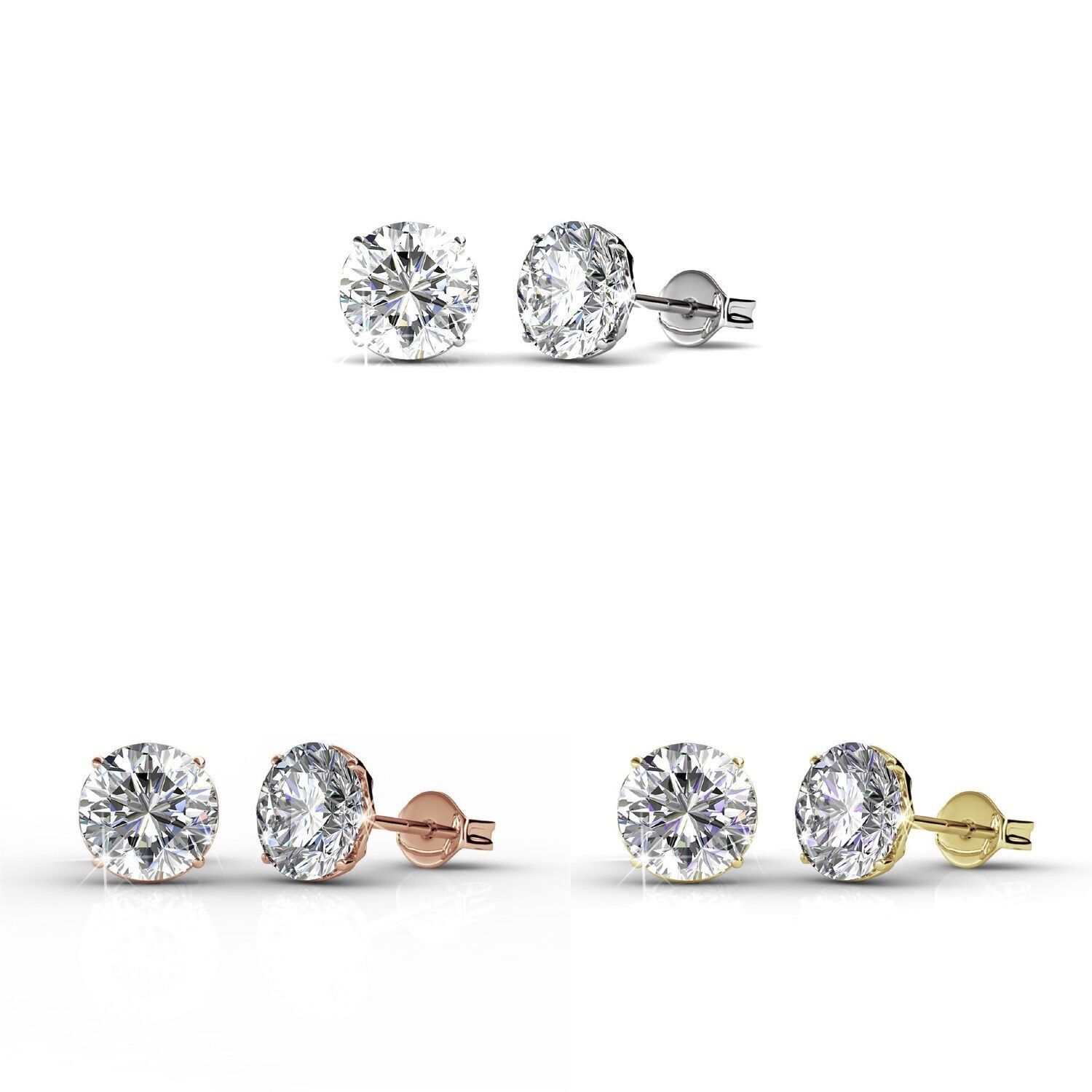 Orecchini Kristine - Oro, Oro Rosa, Argento e Cristallo