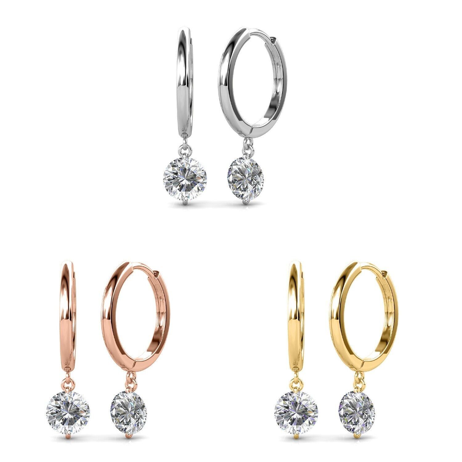 Orecchini Grace - Oro, Oro Rosa, Argento e Cristallo