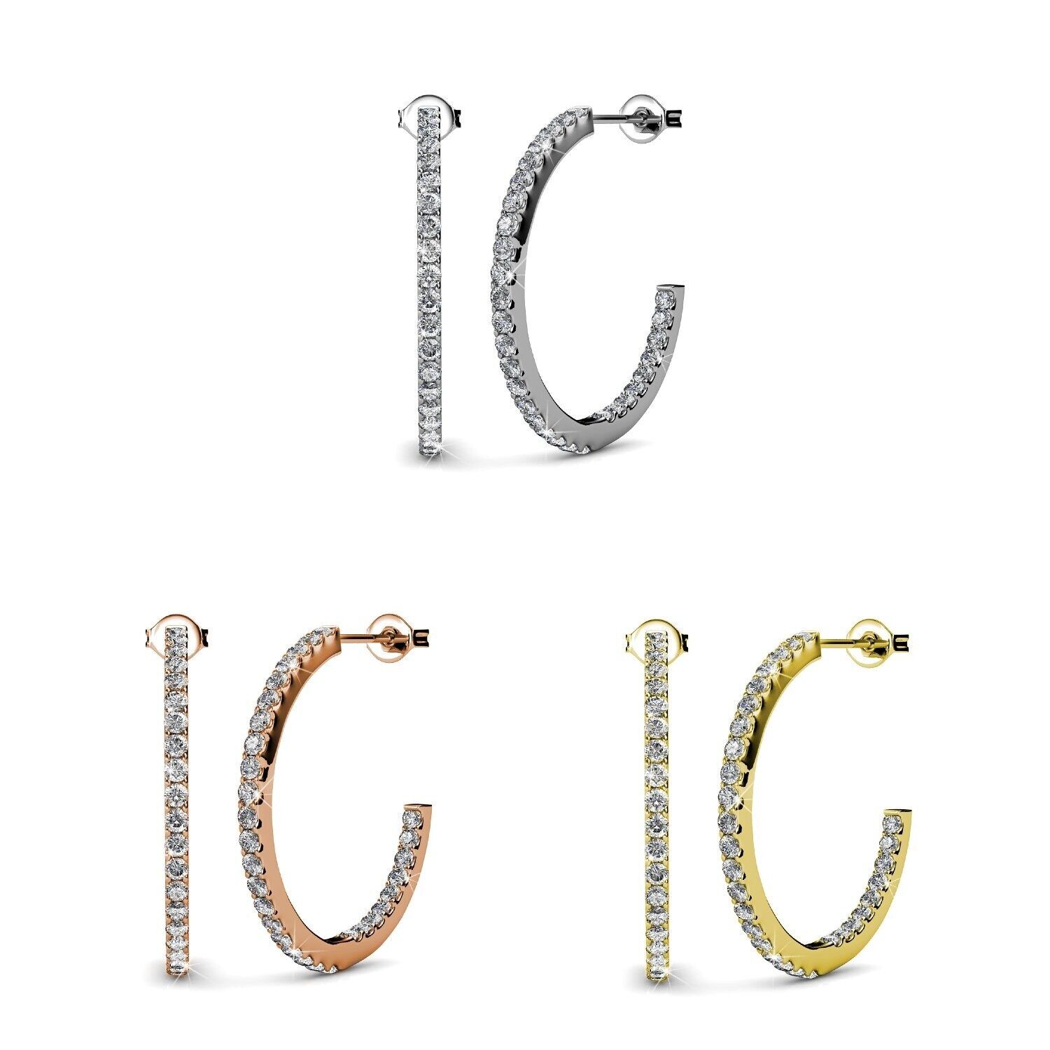 Orecchini a cerchio Simply - Oro, Oro rosa, Argento e Cristallo