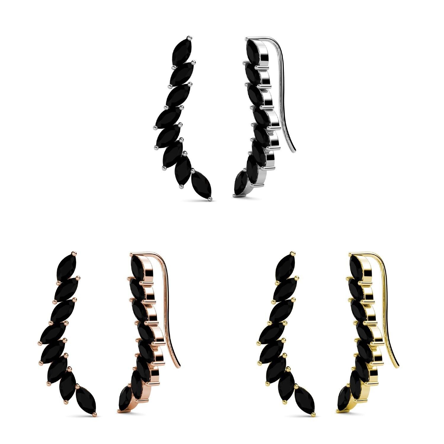 Orecchini Clematis - Oro, Oro Rosa, Argento e Nero