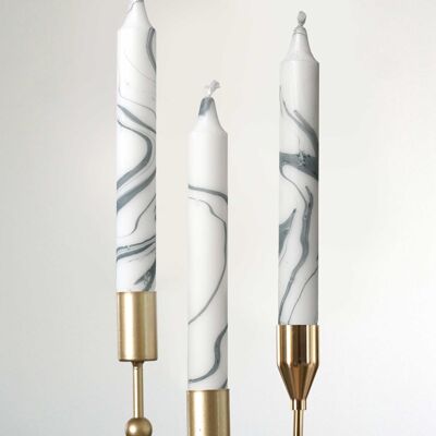 Candele Bianco Grigio Marmo