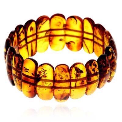 Genuine Cognac Baltic Amber Oval Shaped Luxurious Bracelet - BT0183