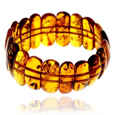 Genuine Cognac Baltic Amber Oval Shaped Luxurious Bracelet - BT0182