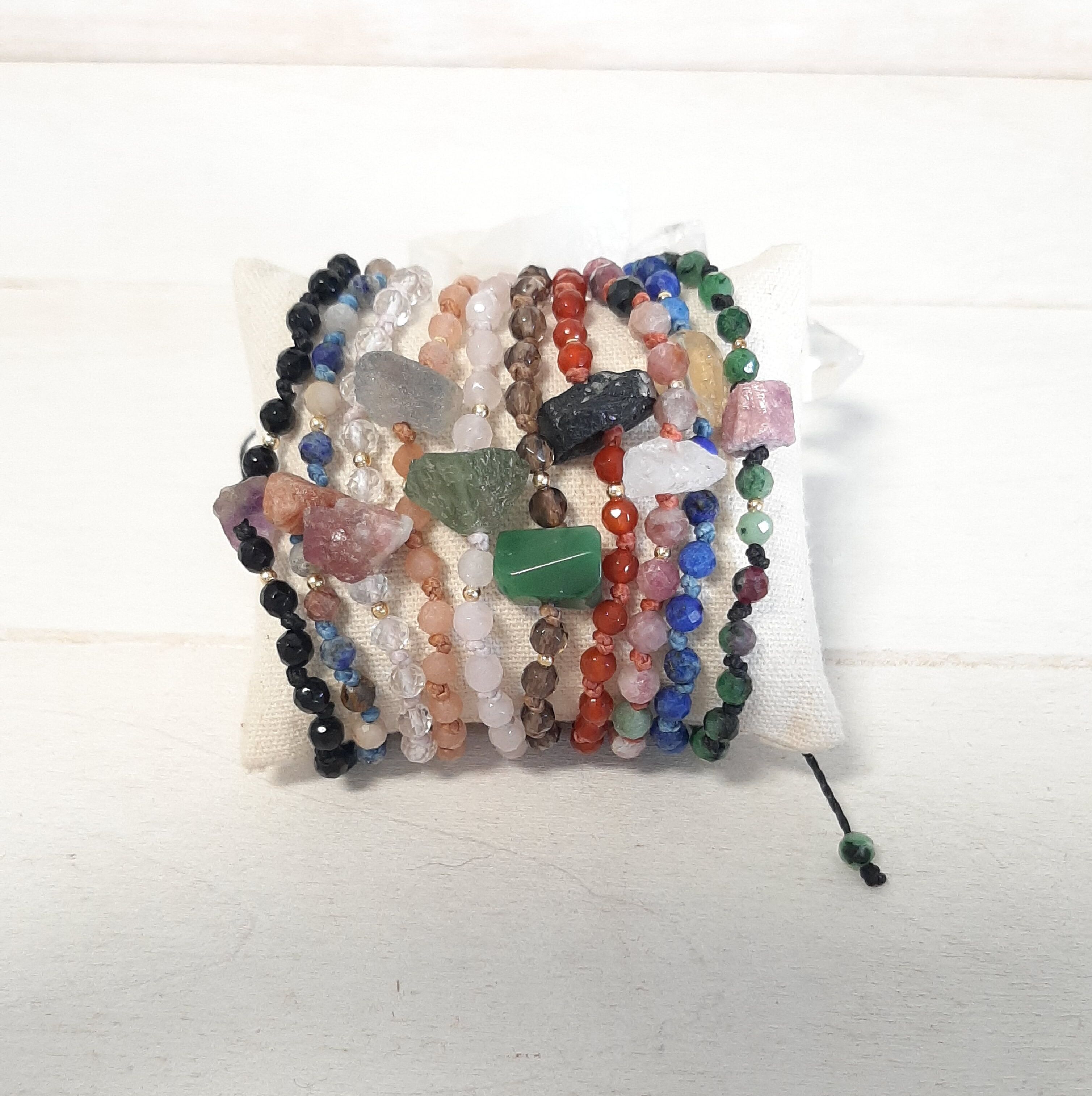 Pulseras de piedra natural, pulsera de cordón deslizante ajustable