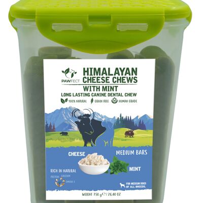 Pawfect Himalayan Cheese Chews con menta | Confezione da 10 masticativi per cani di taglia media (750 g/26,5 kg).45oz) | Senza cereali e glutine | Tutto naturale | Di lunga durata