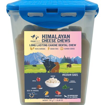 Pawfect Himalayan Cheese Chews avec pomme, noix de coco et mangue | Paquet de 10 croquettes pour chiens de taille moyenne (750 g/26,5 g)45 oz) | Sans céréales ni gluten | Entièrement naturel | Longue durée