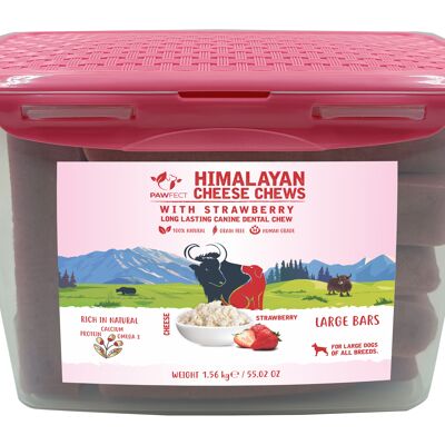 Pawfect Himalayan Cheese Chews avec de vraies fraises | Paquet de 10 friandises pour grands chiens (1560 g/26,5 g)45) | Sans céréales ni gluten | Entièrement naturel | Longue durée