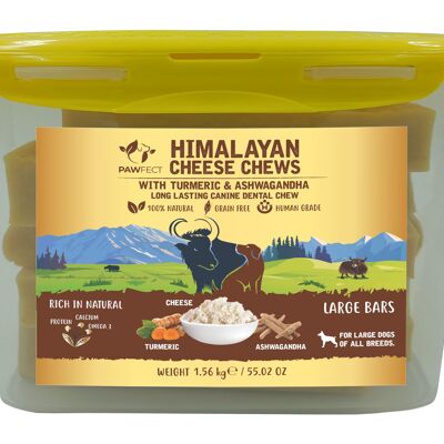 Pawfect Himalayan Cheese Chews con curcuma e ashwagandha | Confezione da 10 masticativi per cani di grossa taglia (1560 g/26,5 kg).45oz) | Senza cereali e glutine | Tutto naturale | Di lunga durata