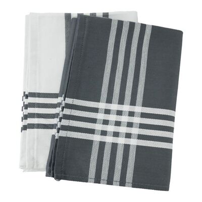 Set di 2 Duos di strofinacci assortiti a righe grigie bicolore 50 x 70
