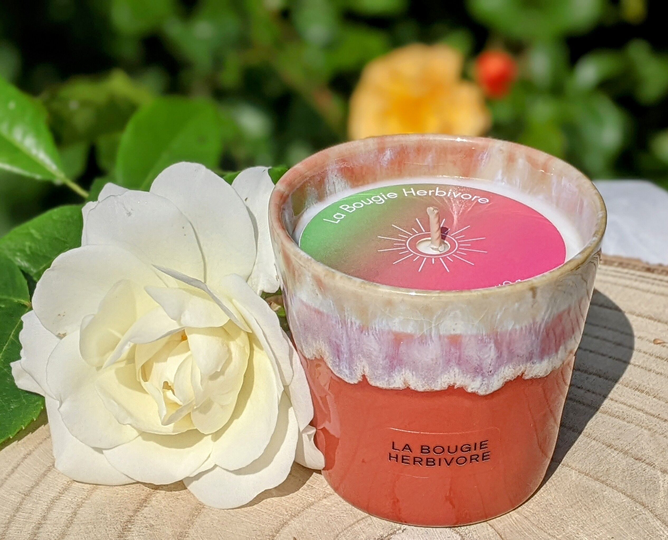 Candela profumata alla guava - Vaso in gres arancione - Fatta a mano - 8 cm (D) | LA CANDELA ERBIVORA