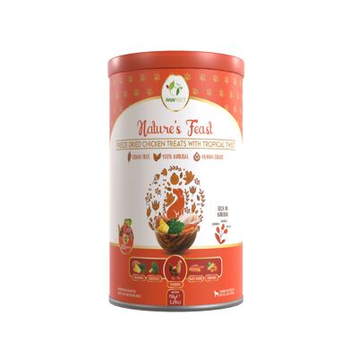 Friandises lyophilisées pour chiens Pawfect Nature's Feast | Poulet 100 % naturel (80 %) et touche tropicale (20 %) Brocoli, patate douce, curcuma | Sans céréales | Friandise d'entraînement | Garnitures alimentaires pour chiens (150 g/5 g)29 oz)