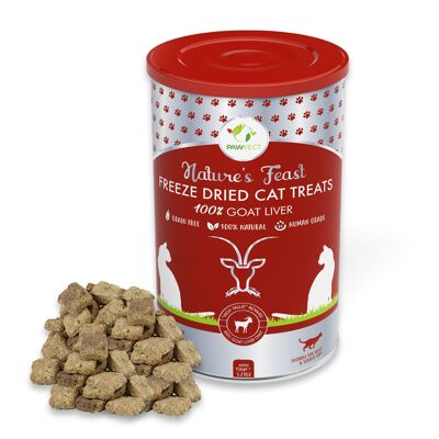 Friandises lyophilisées pour chats Pawfect Nature's Feast | Friandise au foie de chèvre 100 % naturelle | Ingrédient unique | Sans céréales | Complément alimentaire pour chats (150 g/5 g)29 oz)