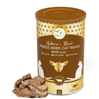 Snack liofilizzati per gatti Pawfect Nature's Feast | Snack a base di agnello 100% naturale | Singolo ingrediente | Senza cereali | Topper alimentare per gatti (50 g/1.76 once)