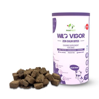 Pawfect Wild Vigor Zen Calm Bites (70 g/2.46oz) | Integratore calmante per cani | Proteine di insetti | Ashwagandha | Camomilla