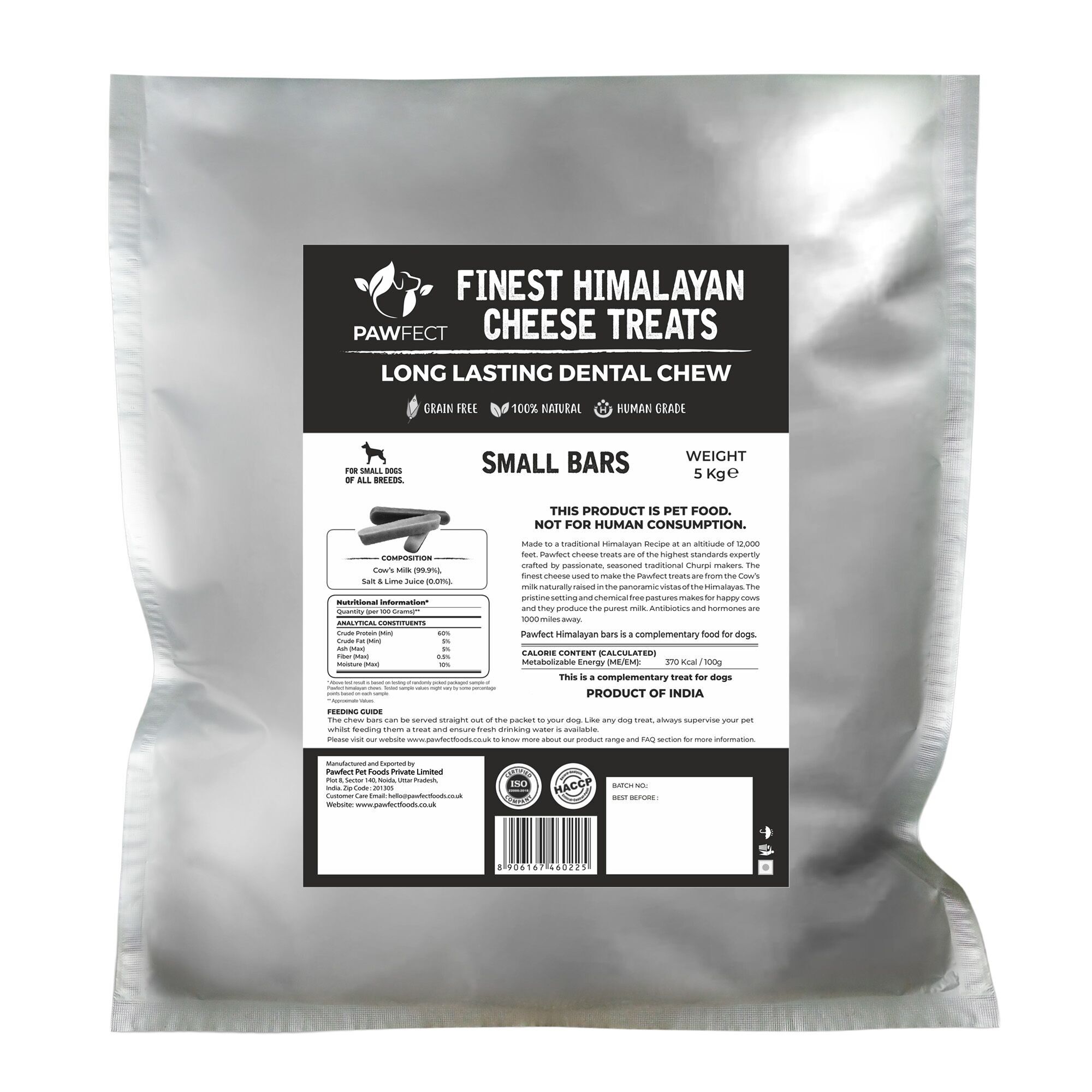 Masticables de queso del Himalaya Pawfect para perros pequeños | Palillo dental 100 % natural | Masticable saludable de larga duración | Rico en proteínas y calcio | Sin cereales | Premio dental diario | Paquete a granel (5 kg/176.37 onzas)