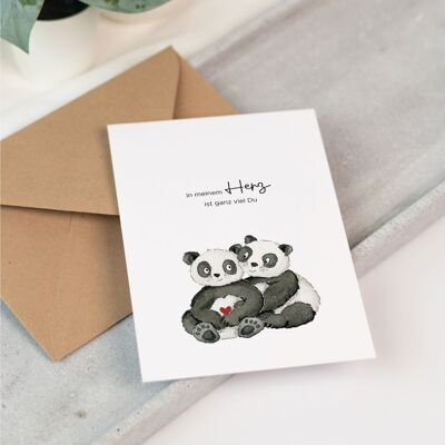 Greeting Card - In My Heart | Panda Couple | Valentine's Day