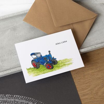 Fiche véhicule - tracteur vintage | carte d'anniversaire
