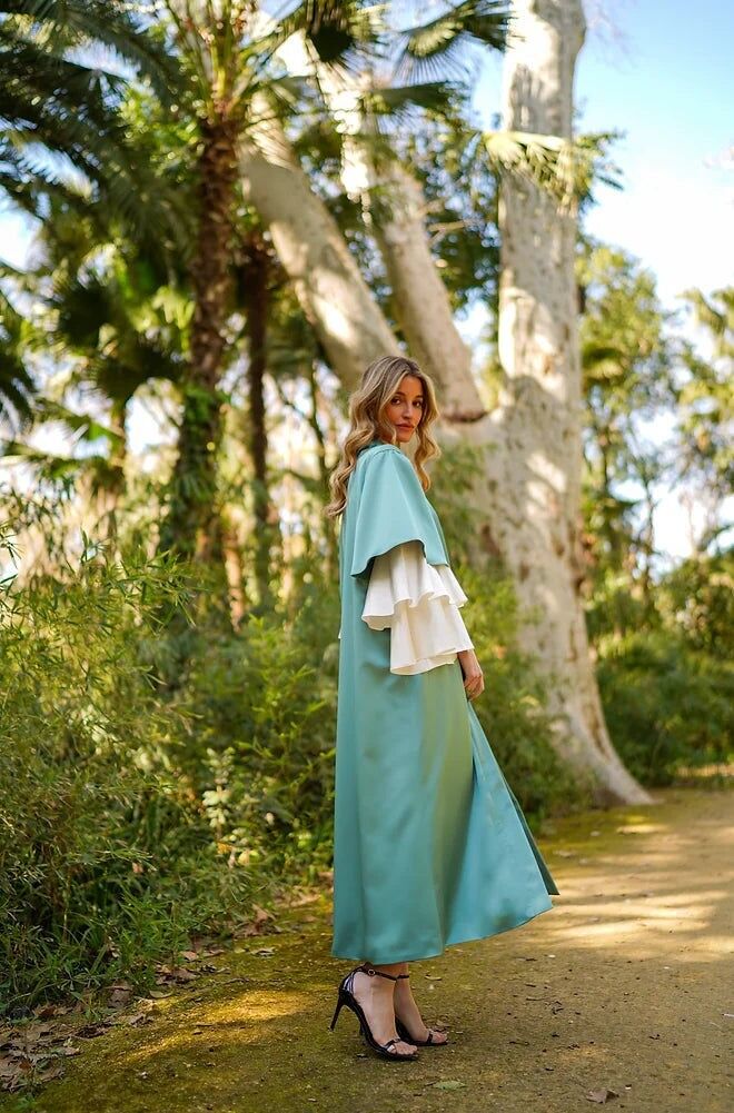 Maranta Kimono in Aquagrün und Weiß