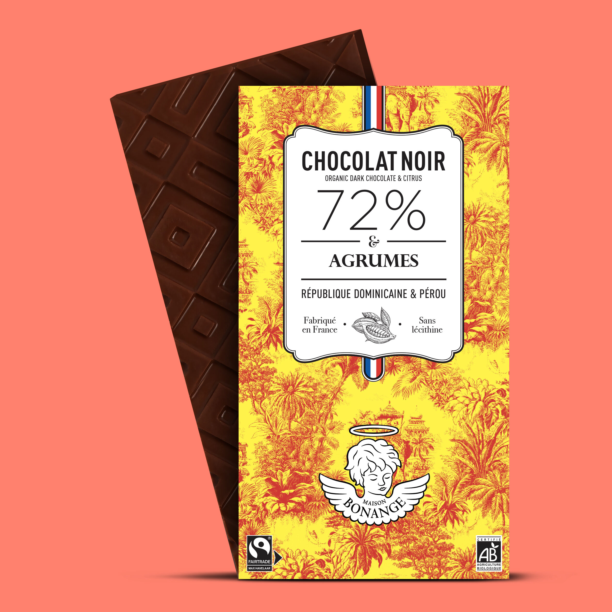 Fairtrade-Bio-Zartbitterschokolade 72 % Zitrusgeschmack, 80 g