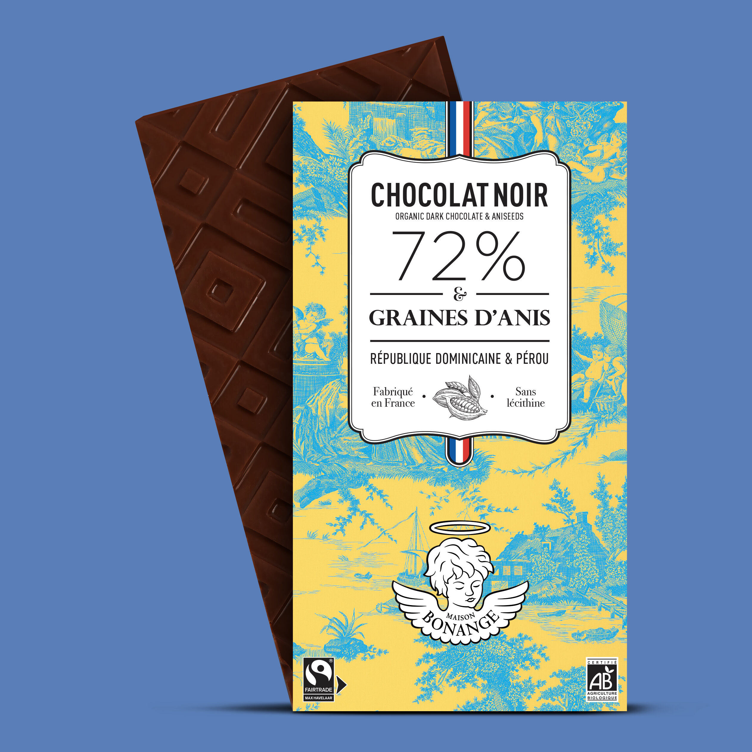 80g Bio-Fairtrade-Zartbitterschokolade 72% mit Anissamen