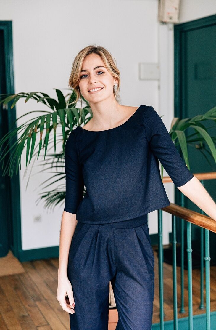 Ensemble "Apolline" : Pantalon Tailleur et Top Dos Nu en Coton Super 100