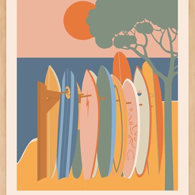 POSTER ANDIAMO A SURF, Illustrazione artistica 30x40cm