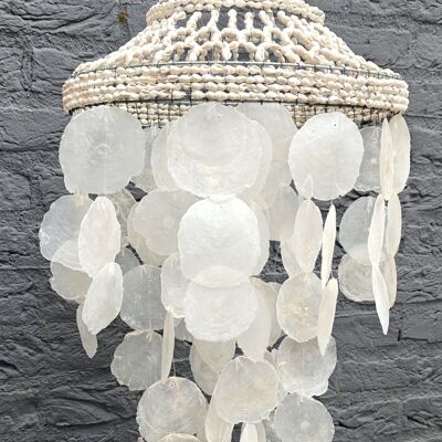Colgante de concha "Capiz mediano" con decoración costera - Estilo ibicenco - Decoración bohemia
