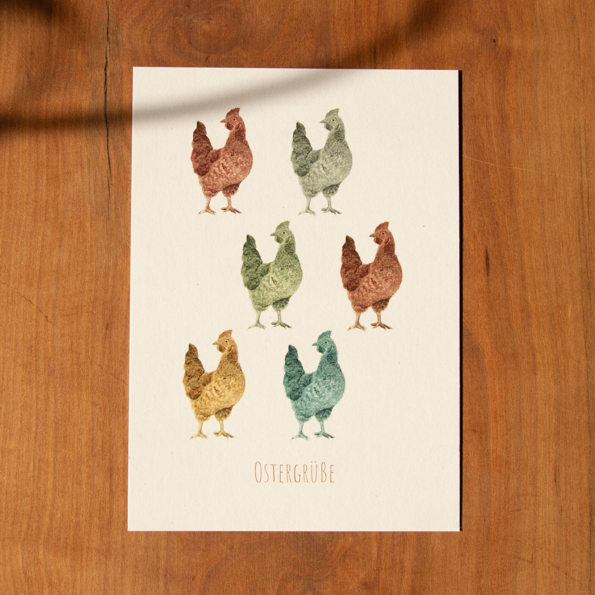 Easter postcard - Colorful chickens