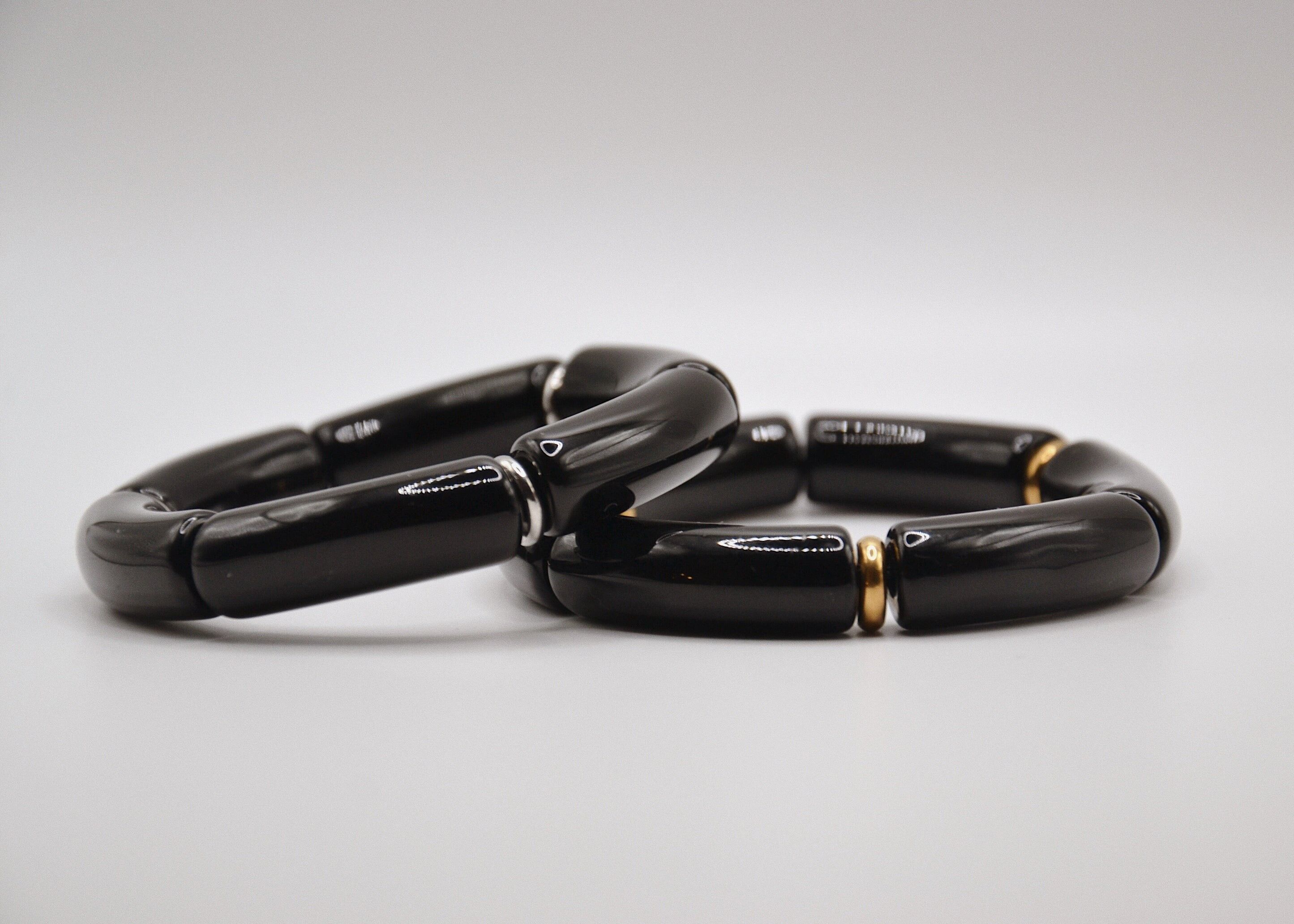 Acrylic tube bracelet with stainless steel bangle / large format “Night”