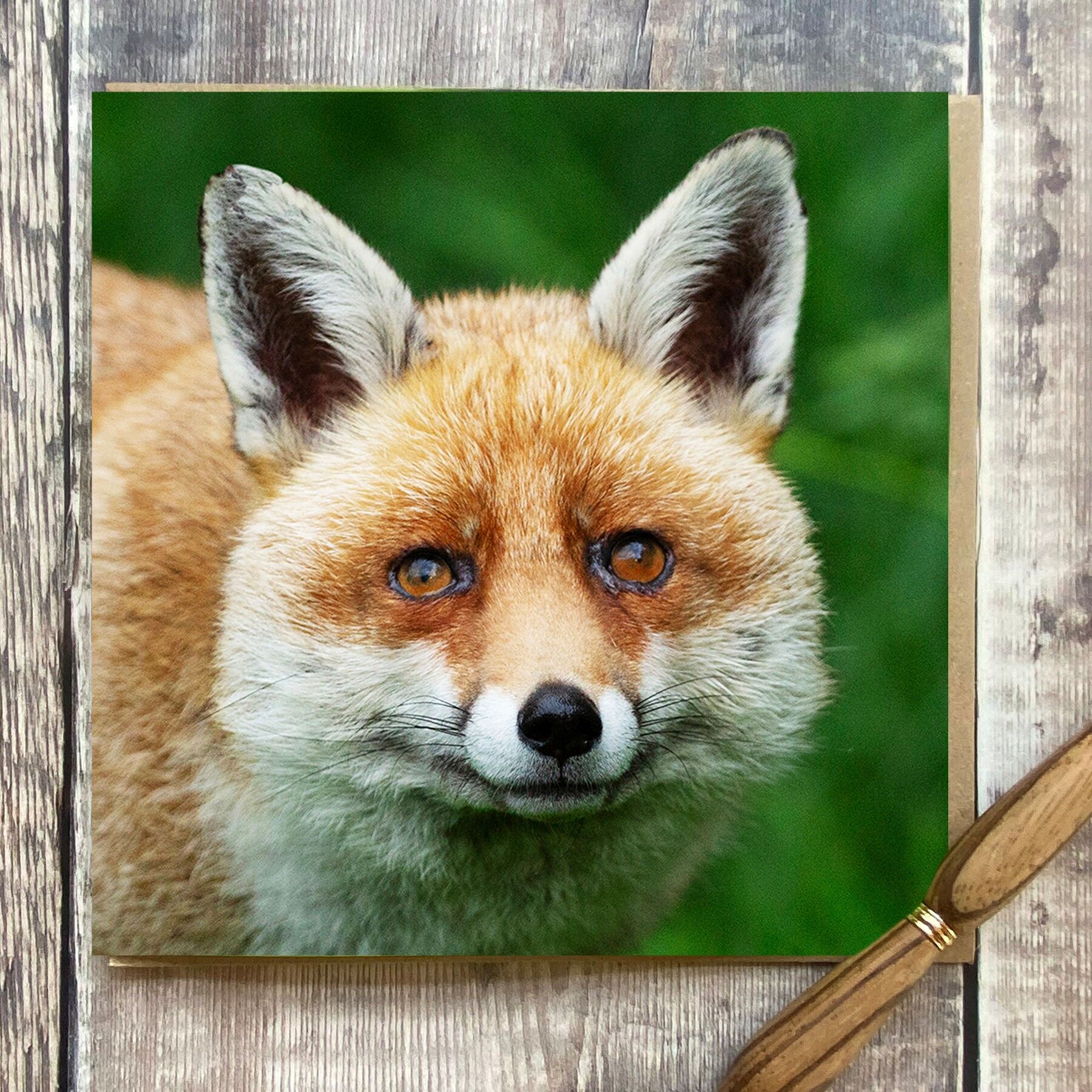 Biglietto di auguri con volpe - biglietto di auguri con faccia di volpe