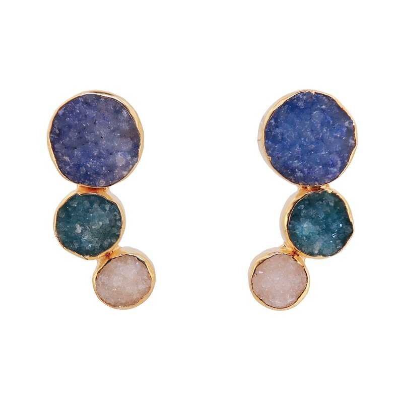 Amiran-Ohrringe in Blau, Türkis und Weiß