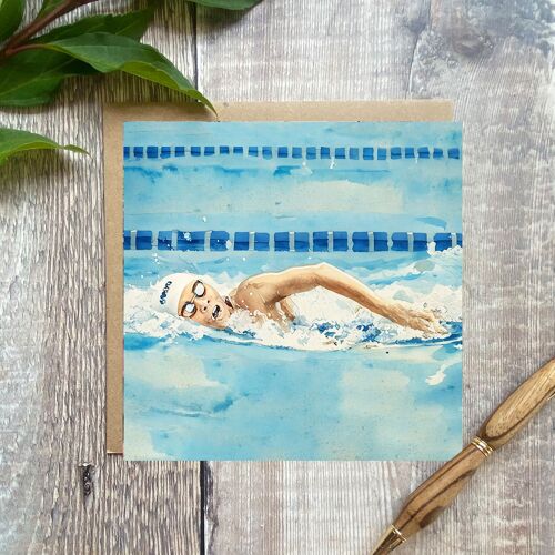 Swimmer greeting card - Greeting card with swimmer on the front